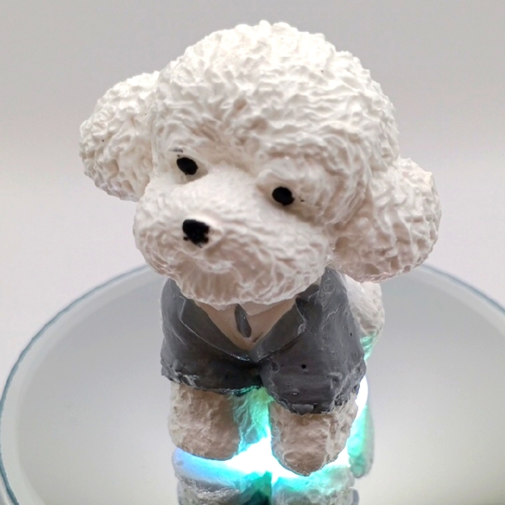 NEW Hand Made 💕 White and Gray Fluffy Dog Sculpture
